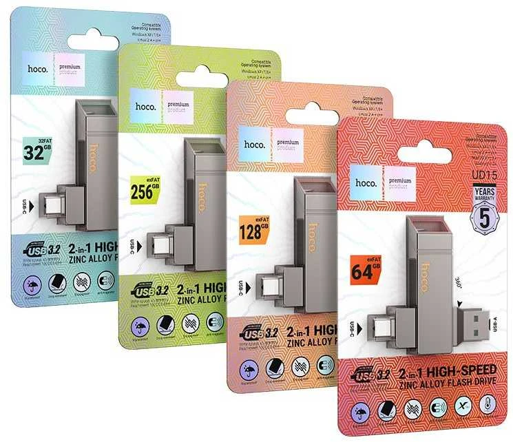 HOCO atmintukas USB A + USB C UD15 32GB USB3.2