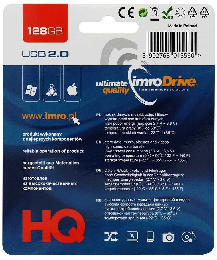 IMRO pendrive Juodas 128GB USB2.0