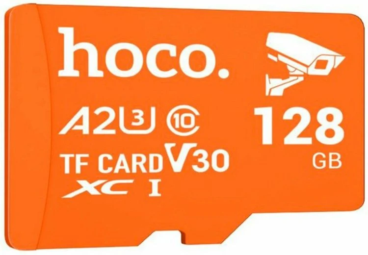 Atminties kortelė Micro SD 128GB class 10 UH-1 U3 V30 A2 Hoco oranžinis
