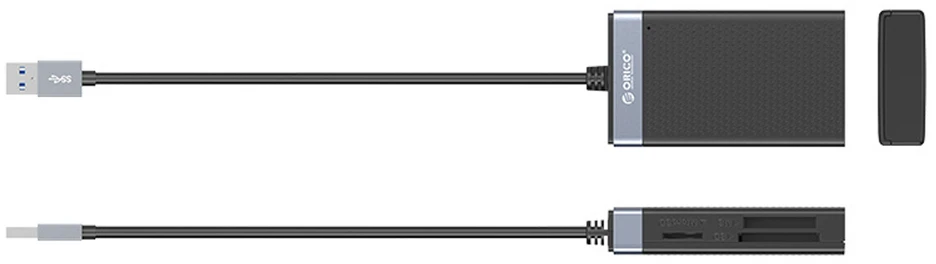 Orico CL4D-A3 USB-A 3.0 SD Micro SD CF MS 5 Gb/s atminties kortelių skaitytuvas - Juodas ir Sidabrinis