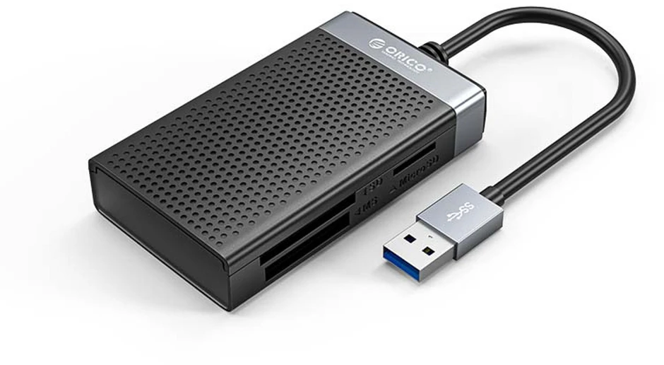 Orico CL4D-A3 USB-A 3.0 SD Micro SD CF MS 5 Gb/s atminties kortelių skaitytuvas - Juodas ir Sidabrinis