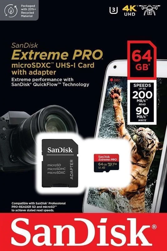 Atminties kortelė SanDisk Extreme PRO microSDXC™ UHS-I CARD, 64 GB