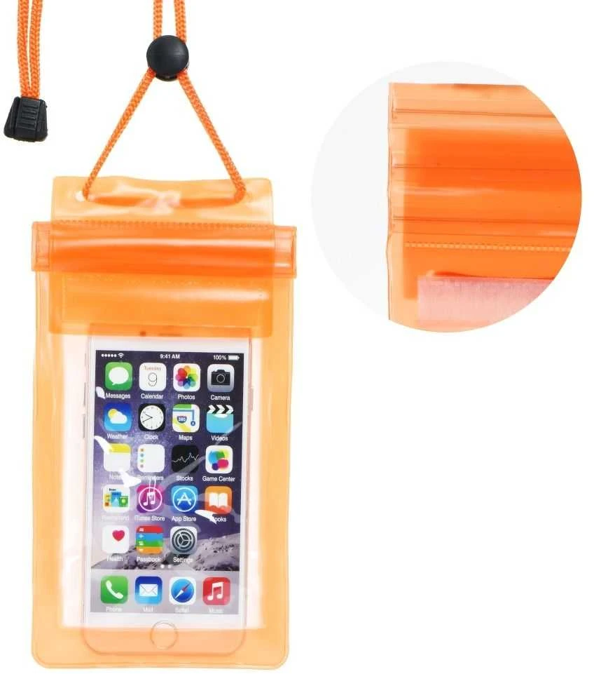Oem Atsparus vandeniui bag for mobile phone with zipper closing oranžinis