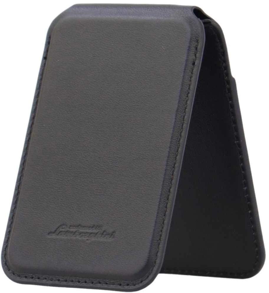 Audi Lamborghini D1 Genuine Leather MagSafe Phone Wallet - Juodas and Žalias