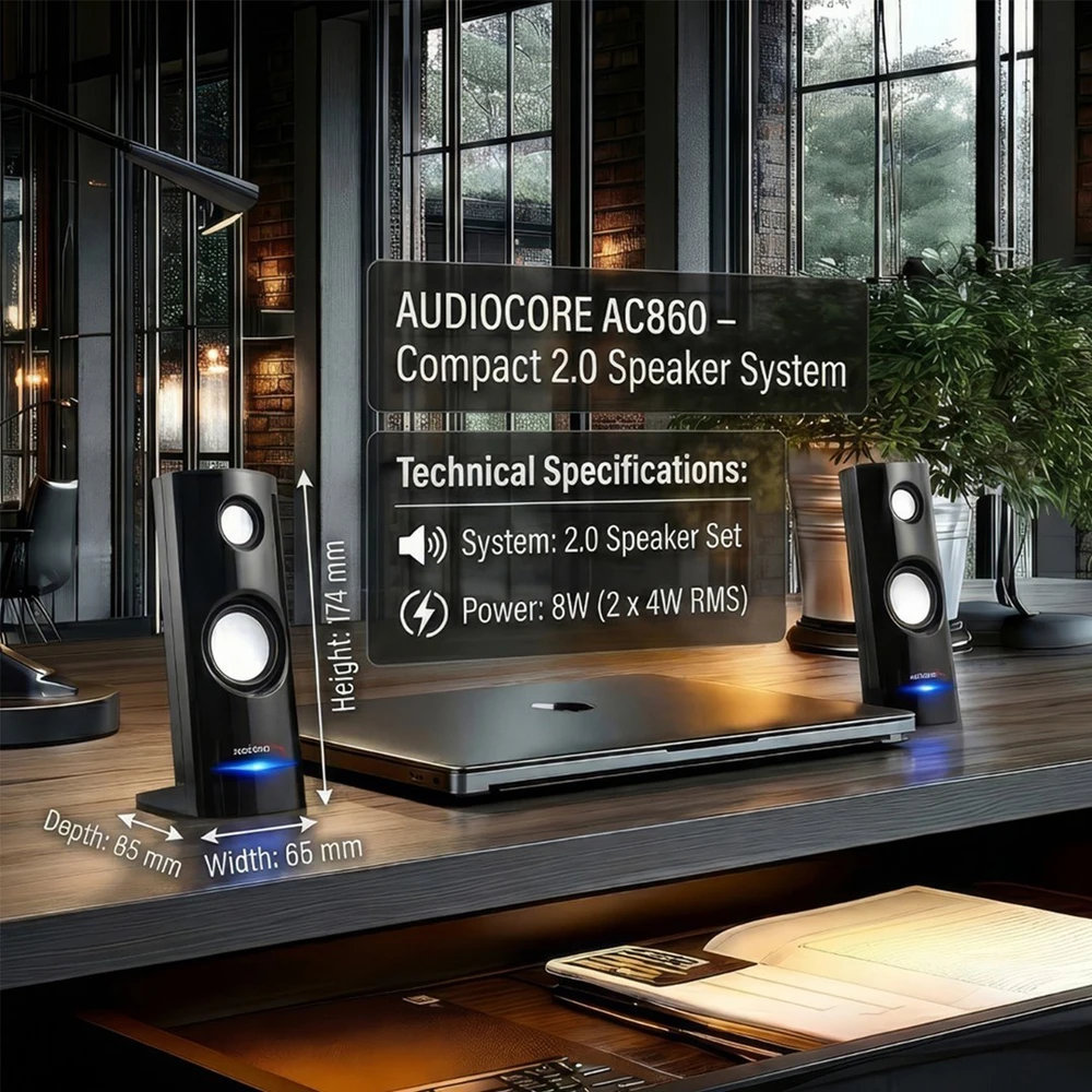 Kompiuterio kolonėlės Garso Kolonėlė - Audiocore AC860 2 Krypčių 4 W, Juoda