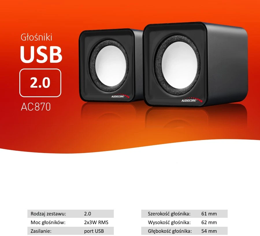 Kompiuterio kolonėlės Garsiakalbiai - Audiocore AC870 B 2 Krypčių 3 W, Juoda/Pilka