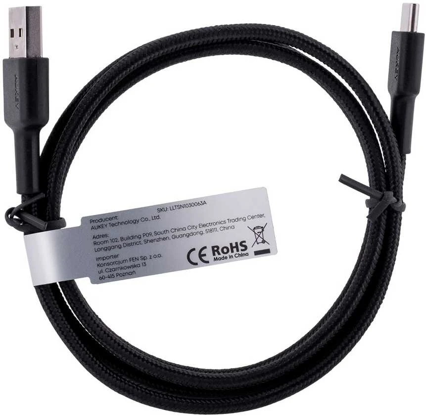 USB Kabelis - AUKEY CB-CD30 0.9m USB A į USB C Greito Įkrovimo Juodas