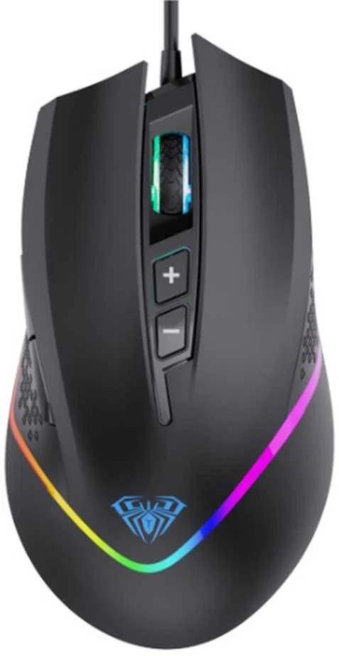 Aula F805 Multi-krāsu apgaismojuma Vada Spēļu Optiskā pele 7 pogas 800-6400dpi 4000FPS 32ips Melna