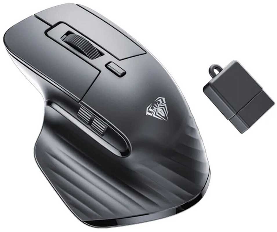 Aula SC150 Super Mini 2in1 2.4G Bezvadu / Bluetooth + USB Vadu pele ar bateriju Melna