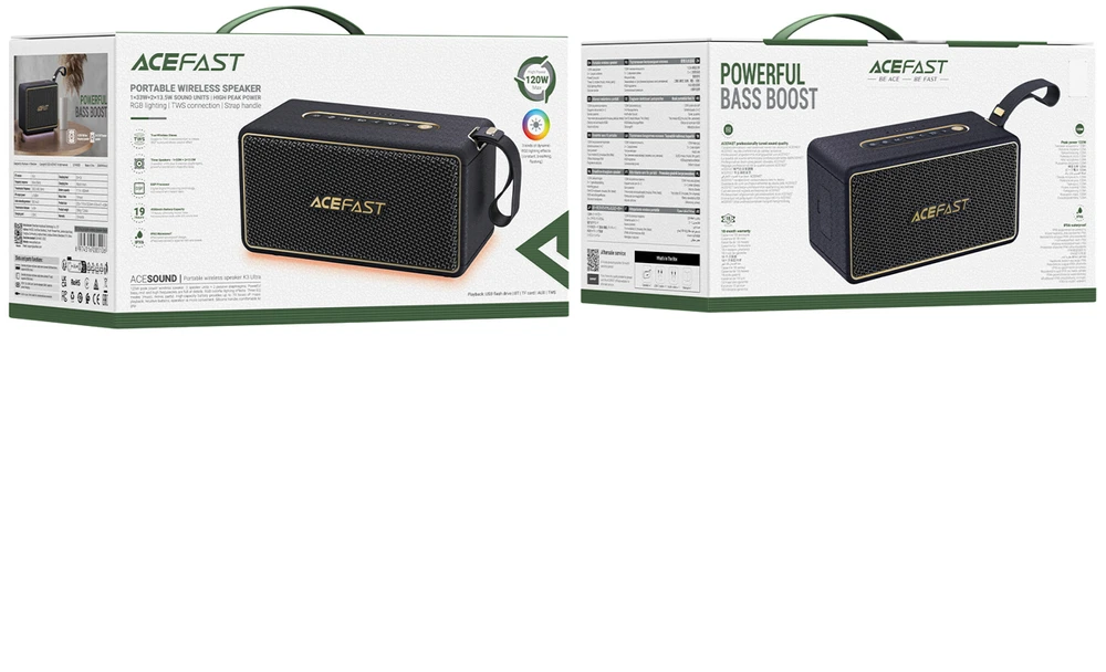 Bluetooth nešiojamas garsiakalbis Acefast K3 Ultra juodas