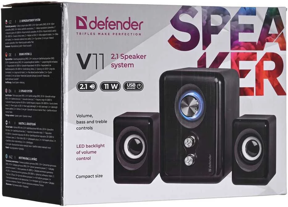 Kompiuterio kolonėlės Garsiakalbiai - Defender V11 2.1 11W USB, Juodi