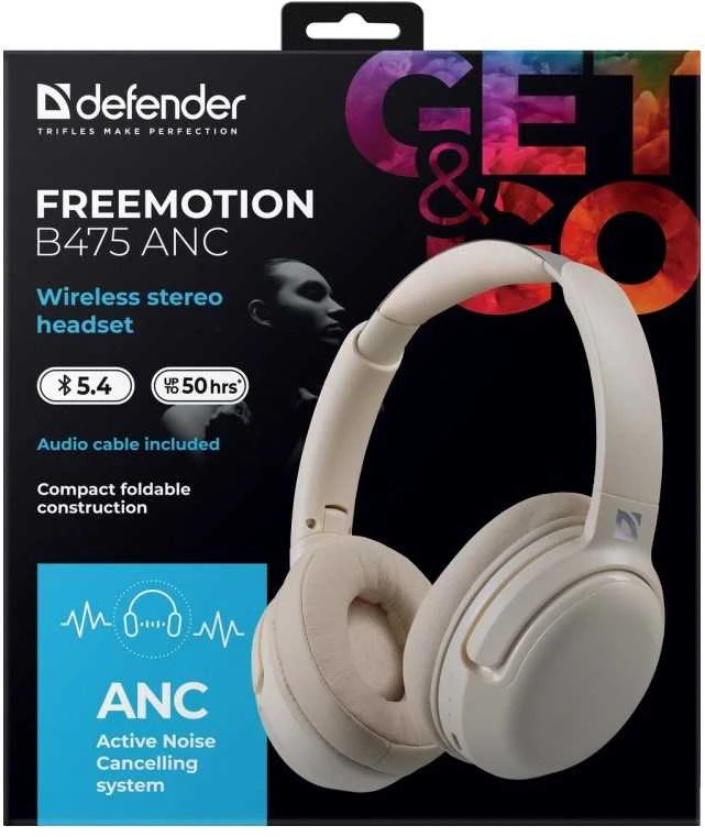 Ausinės DEFENDER BLUETOOTH FREEMOTION B475 ANC BEIGE