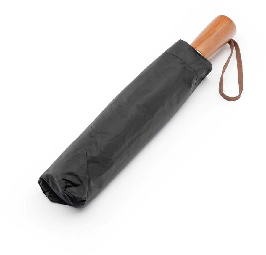 OEM automatinis sulankstomas skėtis su medine rankena, 10 briaunų, XXL, 115 cm, juodas