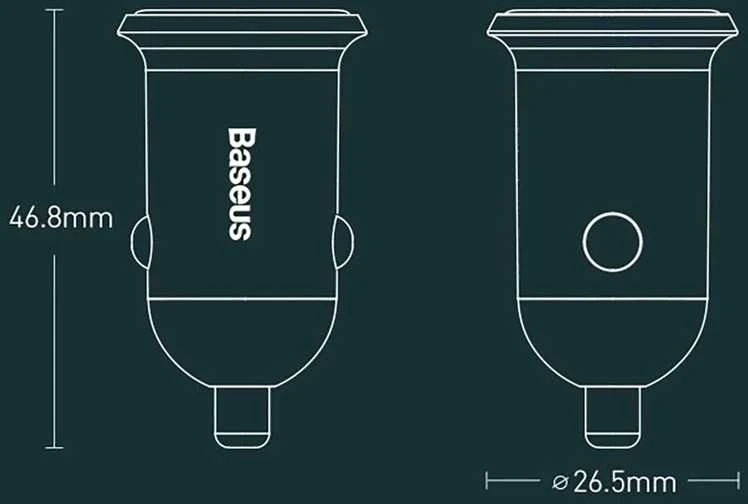 Automobilinis įkroviklis Baseus Grain Pro 2x USB 4.8A - Juodas