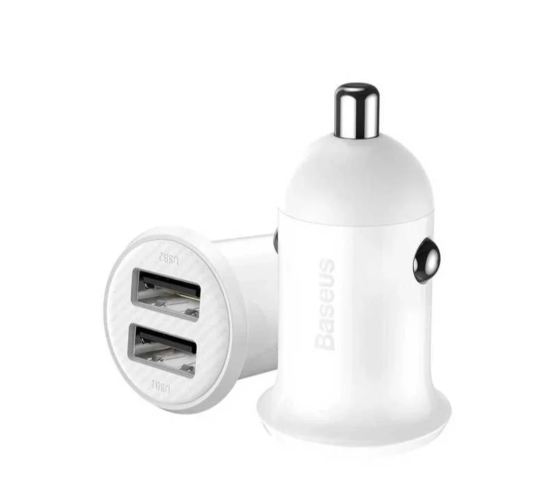 Automobilinis įkroviklis Baseus Grain Pro 2x USB 4.8A - Baltas