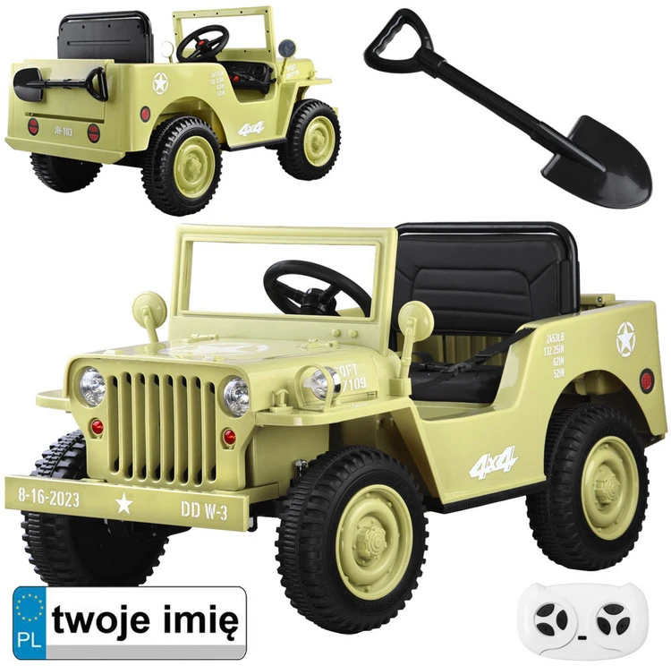 Akumuliatorinė transporto priemonė vaikams Jokomisiada Willy 4x4 + nuotolinio valdymo pultas | spalva: smėlio