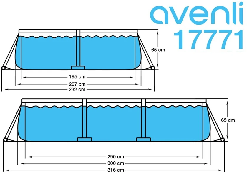 Karkasinis baseinas Avenli su filtravimo pompa, 3x2,07x0,65 m, 17771EU