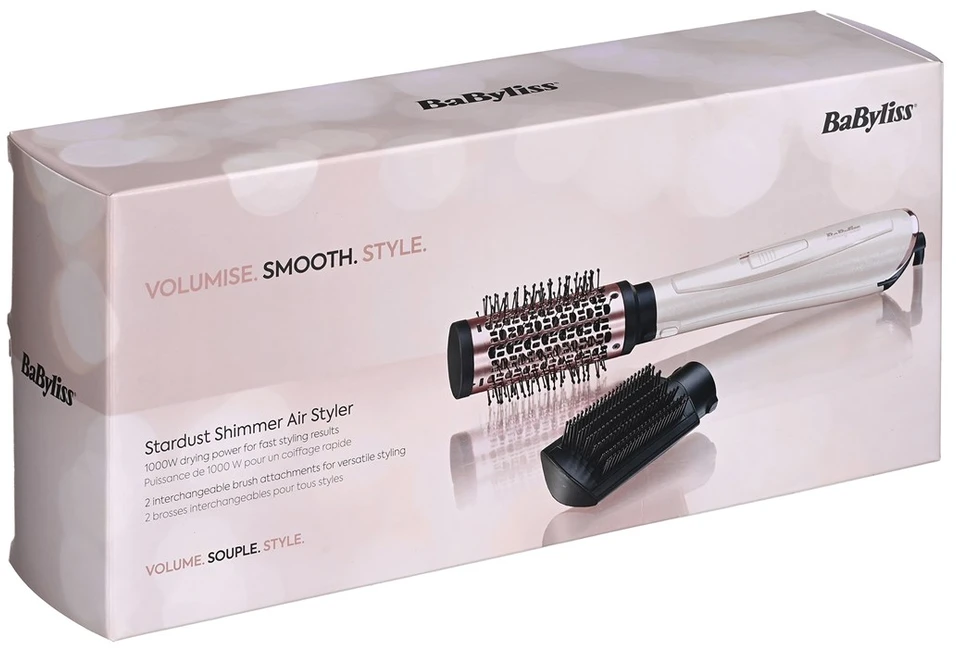 BaByliss AS914PE hair styling tool Straightening brush Warm Juodas, Rose auksinis 1000 W 2.5 m