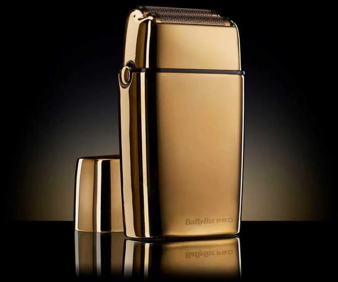 Barzdaskutė Mobili įkraunama plaukų skutimo mašinėlė BaByliss PRO Double Foil Metal Shaver Gold FXFS2GE, aukso spalvos