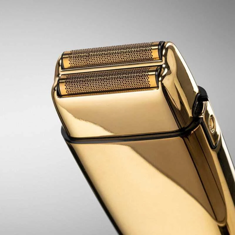 Barzdaskutė Mobili įkraunama plaukų skutimo mašinėlė BaByliss PRO Double Foil Metal Shaver Gold FXFS2GE, aukso spalvos