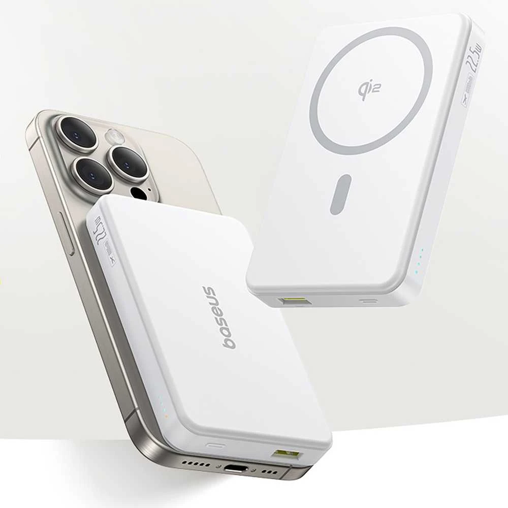 Baseus Airpow II Qi2 USB USB-C 22.5W 10000mAh balta
