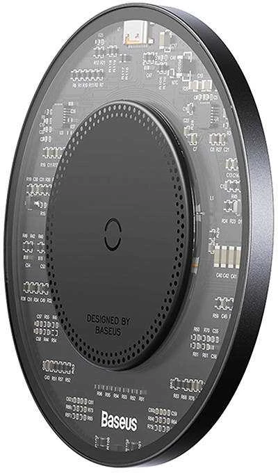Belaidis Qi indukcinis įkroviklis Baseus Simple 2, 15 W su USB-C į USB-C laidu (juodas)