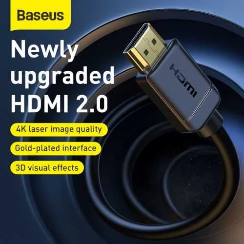 Kabelis HDMI-HDMI kištukai 1.0m (HDMI 2.0) juodas 4K 60Hz, BASEUS