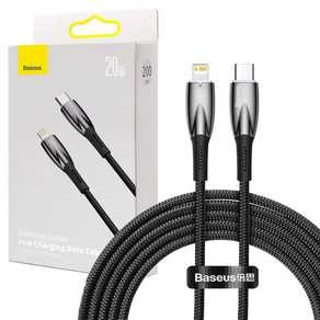 USB-C laidas, skirtas Lightning Baseus Glimmer Series, 20W, 2m (juodas)