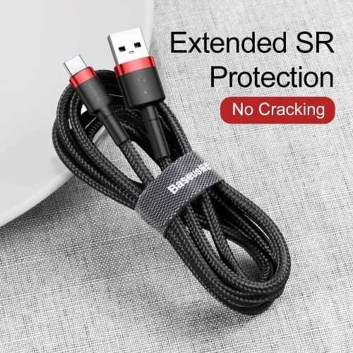Baseus Cafule USB-C kabelius 2A 3m - Juodas / Raudonas