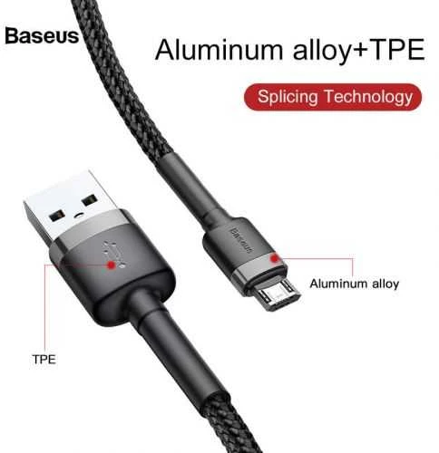 Baseus Cafule Micro USB kabelis 2.4A 0.5m - Pilkas / Juodas