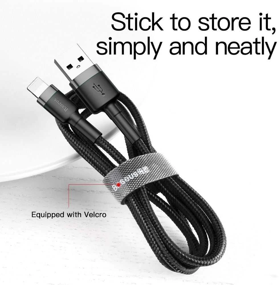 Baseus Cafule USB Lightning kabelis 2.4A 1m - Pilkas / Juodas
