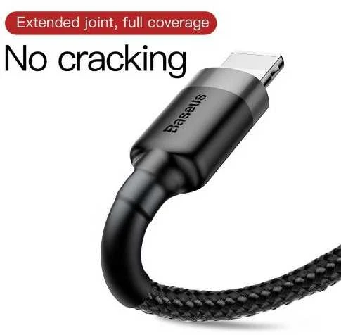 Baseus Cafule USB Lightning kabelis 2.4A 0.5m - Pilkas / Juodas