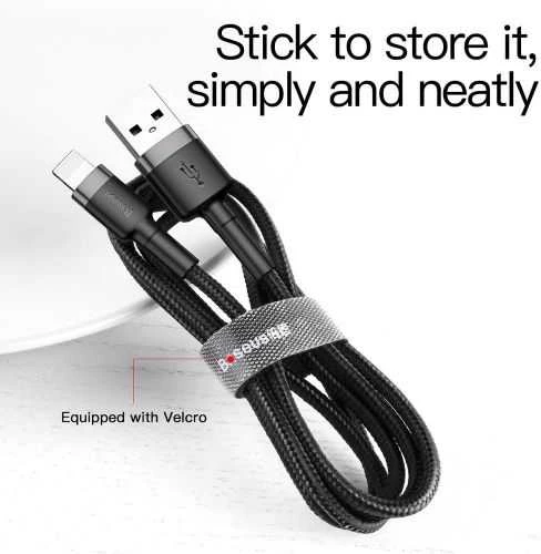 Baseus Cafule USB Lightning kabelis 2.4A 0.5m - Pilkas / Juodas