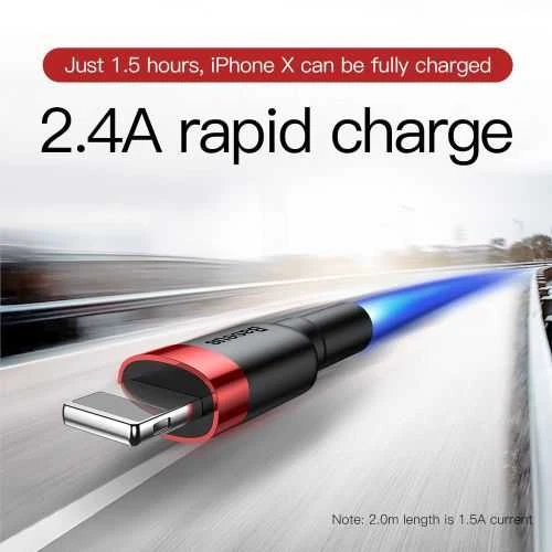 Baseus Cafule kabelis USB - Lightning 2A 3m - Raudonas