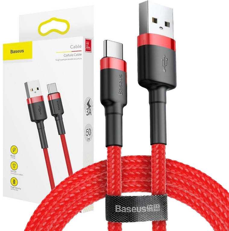 Baseus Cafule USB-C kabelis 2A 3m - Raudonas