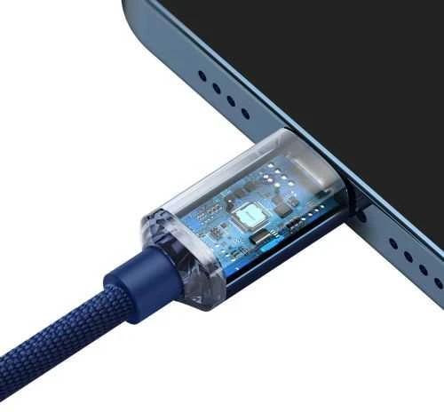 Baseus Crystal USB-C – Lightning laidas 20W 1.2m – Mėlynas