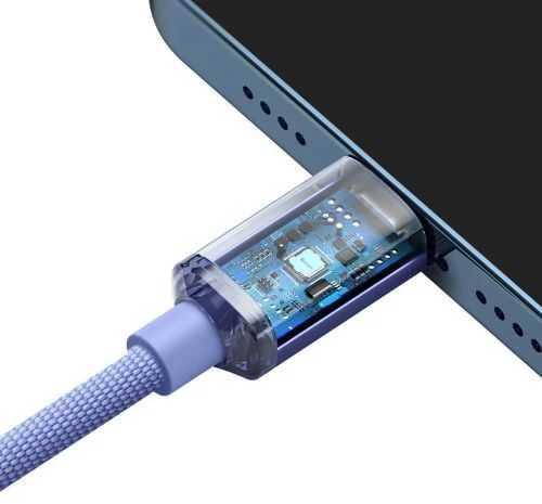 Baseus Crystal Shine USB-C – Lightning laidas 20W PD 1.2m – Violetinis