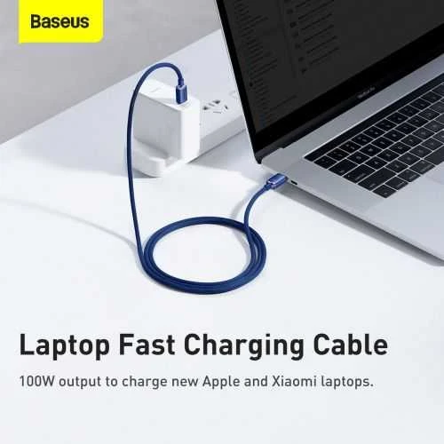 Baseus Crystal Shine kabelis USB-C - USB-C 100W 1.2m mėlynas