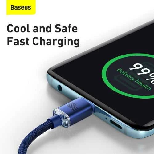 Baseus Crystal Shine kabelis USB-C - USB-C 100W 1.2m mėlynas