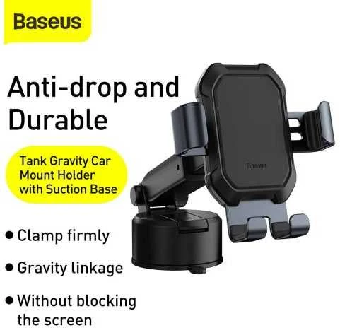 Gravity automobilinis laikiklis Baseus Tank telefonui su siurbtuku - Juodas
