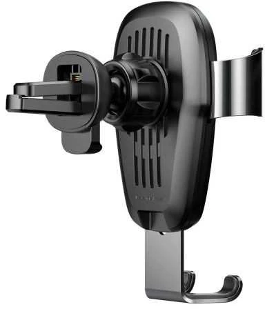Baseus Metal Gravity Wireless Charger metalowy uchwyt automobilinis na kratkę wentylacyjną bezprzewodowa kroviklis Qi juoda (WXYL-B0A)