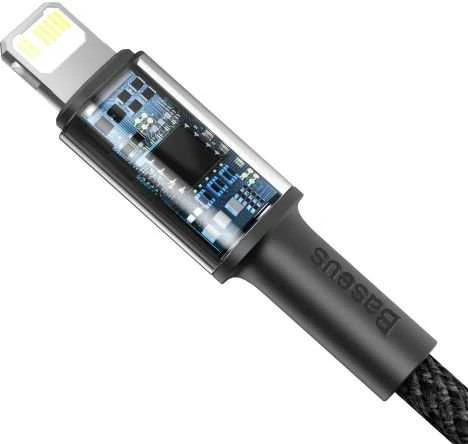 C tipo Baseus didelio tankio pintas laidas su žaibu, PD, 20W, 2m (juodas)