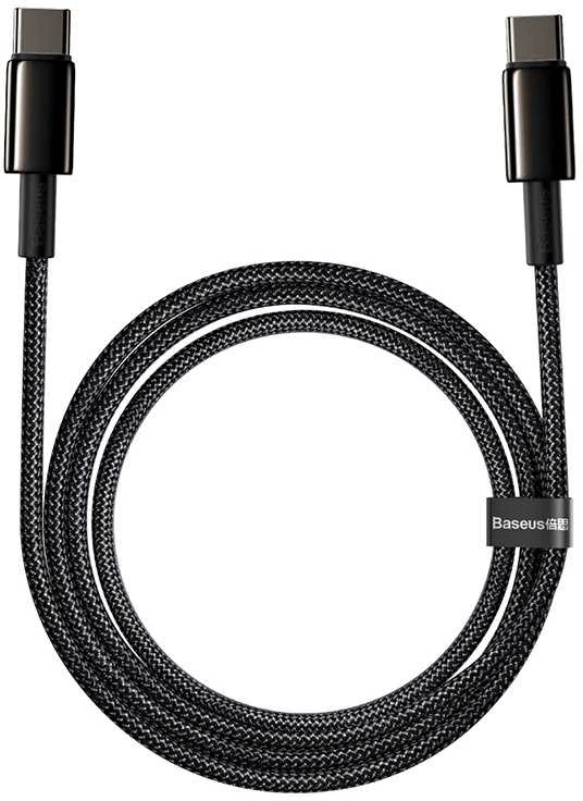 USB laidas Baseus Tungsten Gold Fast Data Type-C iki Type-C 100W 1.0m juodas CATWJ-01