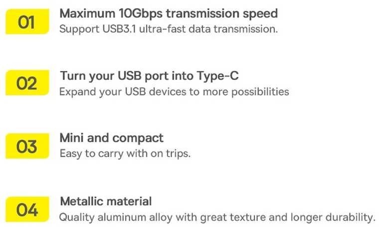 Adapteris USB3.1 A kištukas - USB C lizdas, su OTG funkcija BASEUS