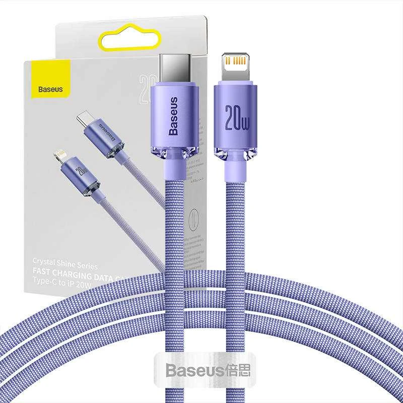 Baseus Crystal Shine USB-C – Lightning laidas 20W PD 1.2m – Violetinis