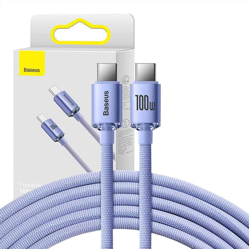 Baseus Crystal Shine USB-C – USB-C laidas 100W 1.2 m – Violetinis