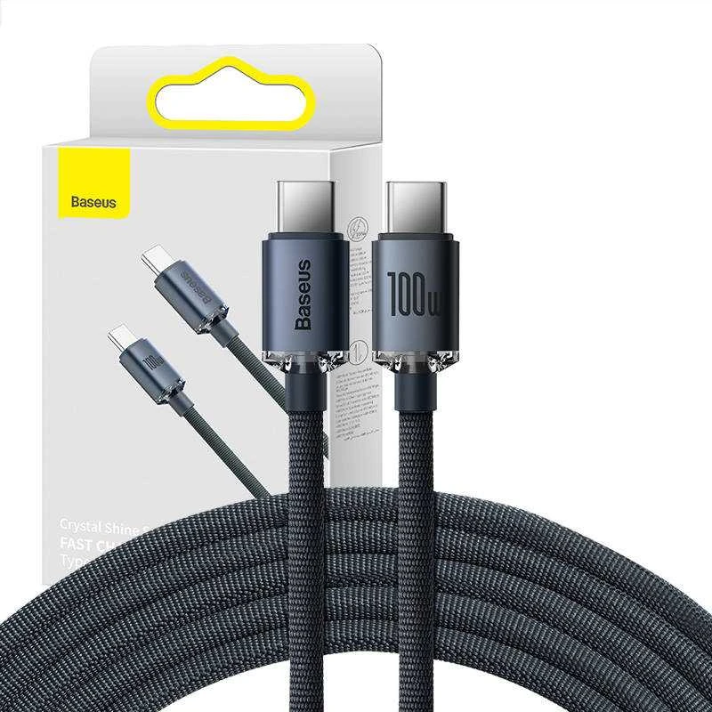 Baseus Crystal USB-C - USB-C laidas 100W 2m - Juodas