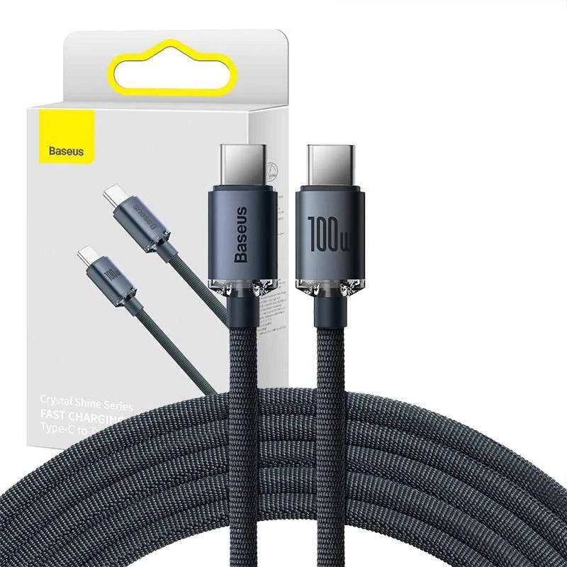 Baseus Crystal USB-C - USB-C laidas 100W 1.2m - Juodas
