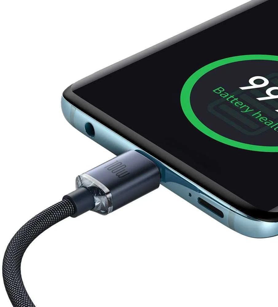 Baseus Crystal USB-C - USB-C laidas 100W 1.2m - Juodas
