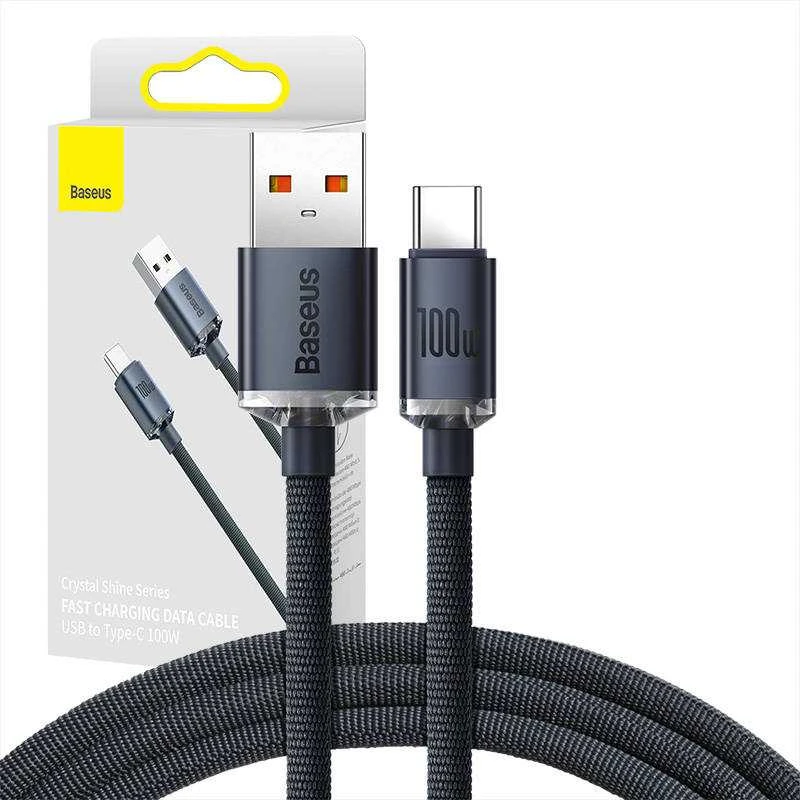 Baseus Crystal USB - USB-C laidas 100W 1.2m - Juodas